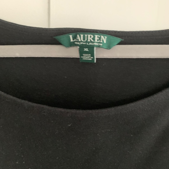 Lauren Ralph Lauren 100% Cotton XL Crochet  Sleeve and Fit and Flare Black Dress - Picture 2 of 6